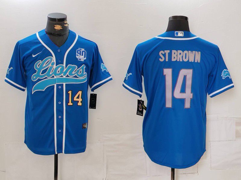 Men Detroit Lions #14 St brown Blue Second generation joint name 2024 Nike Limited NFL Jersey style 4->st.louis cardinals->MLB Jersey